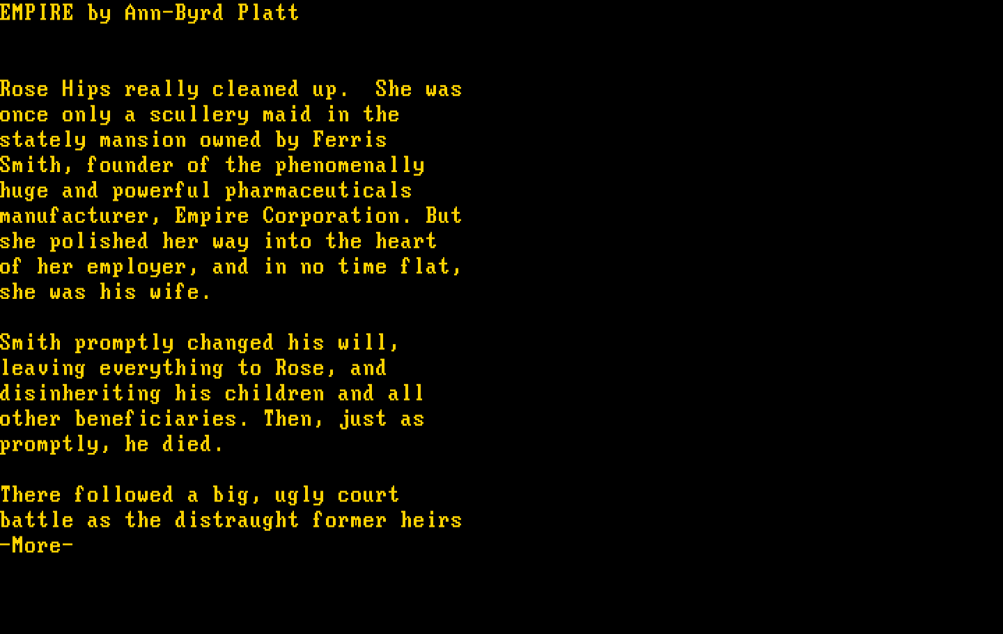 Make Your Own Murder Party IBM PC/Compatibles Screenshot: Introduction to Empire.