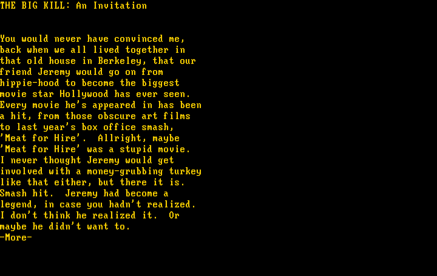 Make Your Own Murder Party IBM PC/Compatibles Screenshot: Invitation continued.
