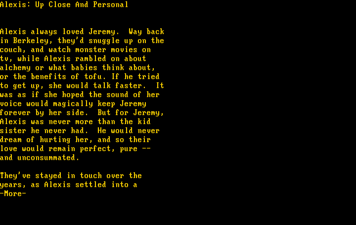 Make Your Own Murder Party IBM PC/Compatibles Screenshot: Character bio.