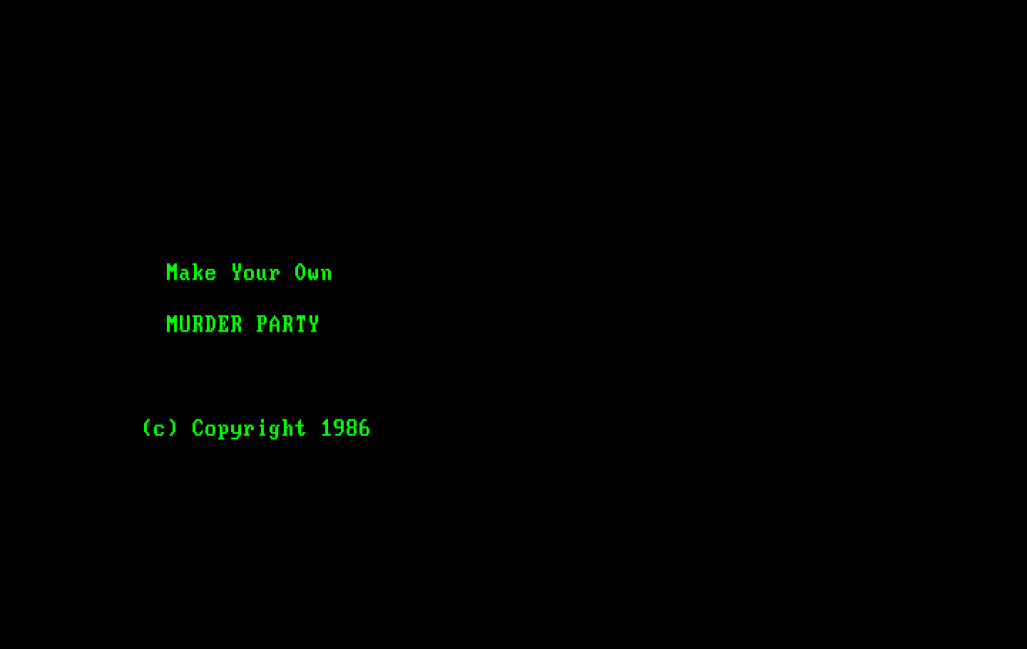 Make Your Own Murder Party IBM PC/Compatibles Screenshot: Title screen.