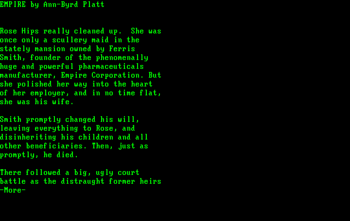 Make Your Own Murder Party IBM PC/Compatibles Screenshot: Introduction to Empire.