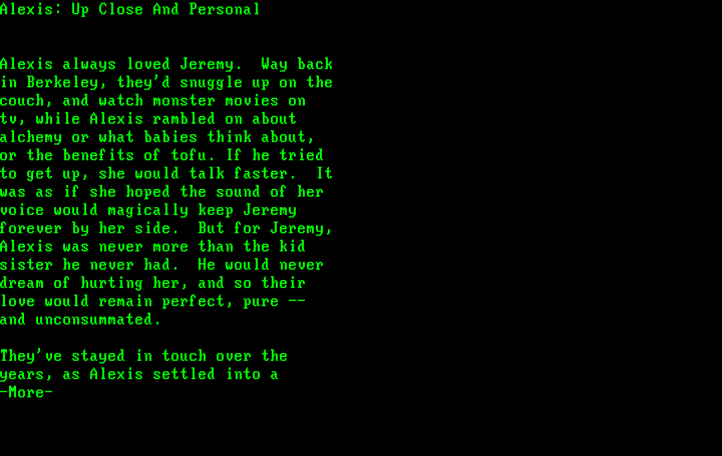 Make Your Own Murder Party IBM PC/Compatibles Screenshot: Character bio.