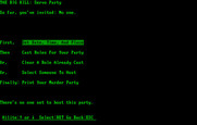 Make Your Own Murder Party for IBM PC/Compatibles - Party setup menu.