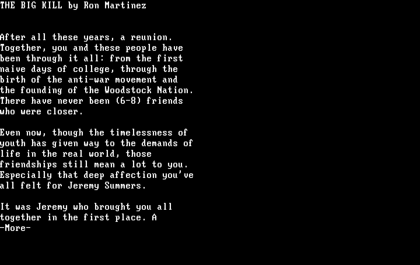 Make Your Own Murder Party IBM PC/Compatibles Screenshot: About The Big Kill...