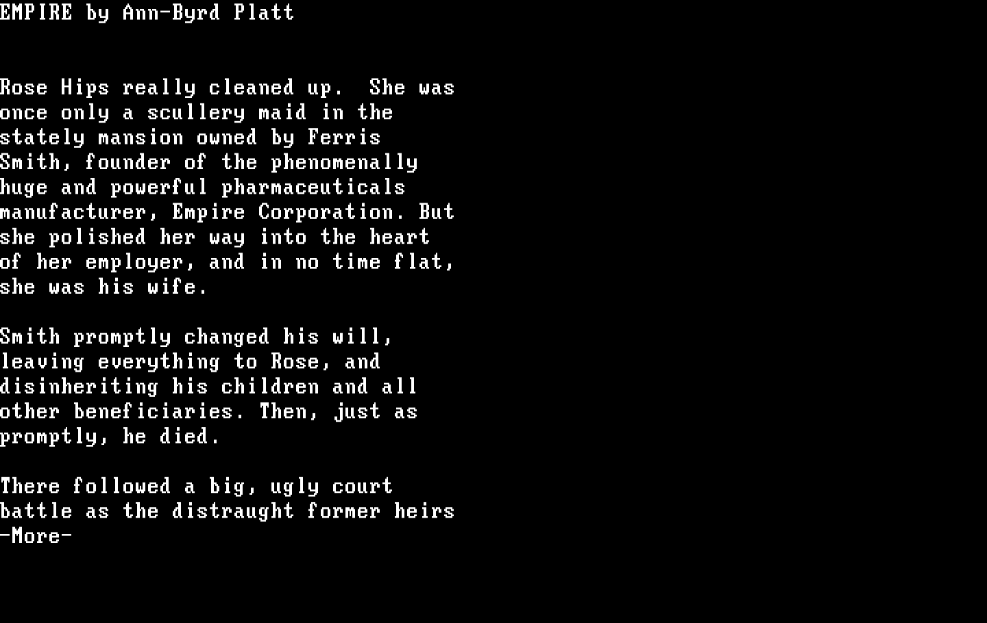 Make Your Own Murder Party IBM PC/Compatibles Screenshot: Introduction to Empire.
