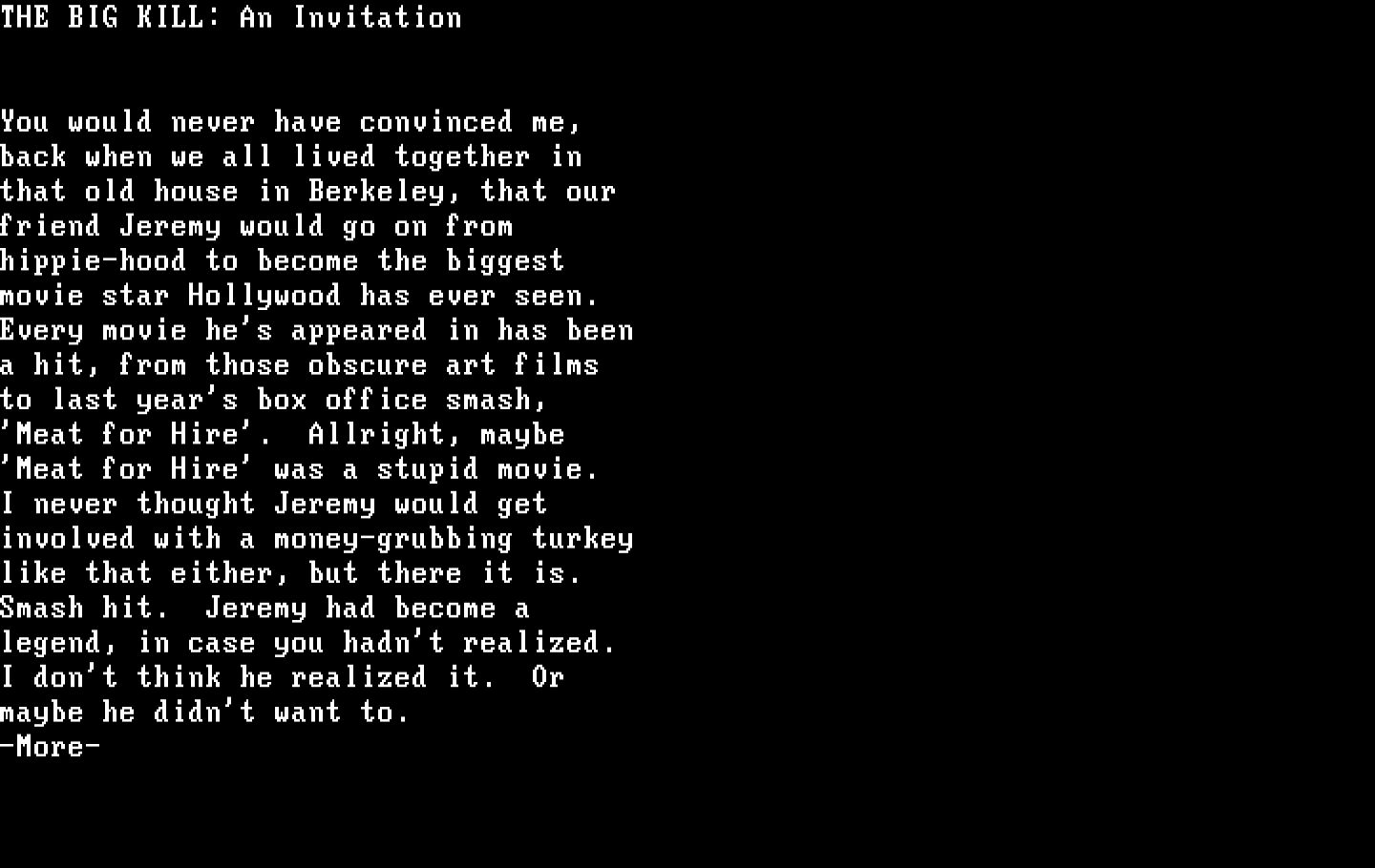 Make Your Own Murder Party IBM PC/Compatibles Screenshot: Invitation continued.