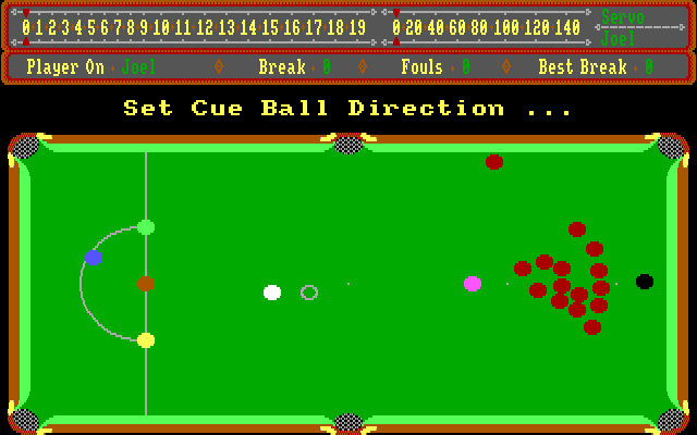 Alex Higgins' World Snooker IBM PC/Compatibles Screenshot: You can also play without numbers shown on the balls.