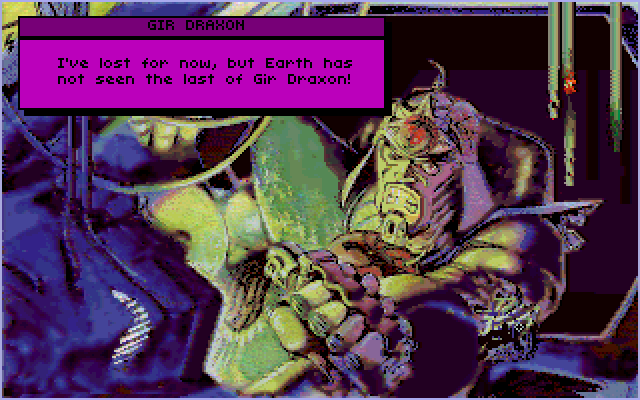 Nova 9: The Return of Gir Draxon Amiga Screenshot: Gir Draxon will return!