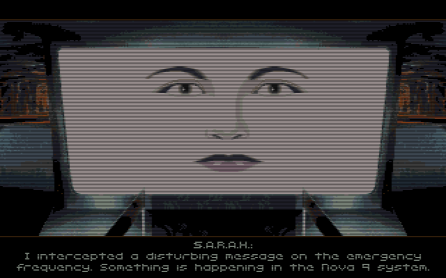 Nova 9: The Return of Gir Draxon Amiga Screenshot: S.A.R.A.H provides you with some much needed information...
