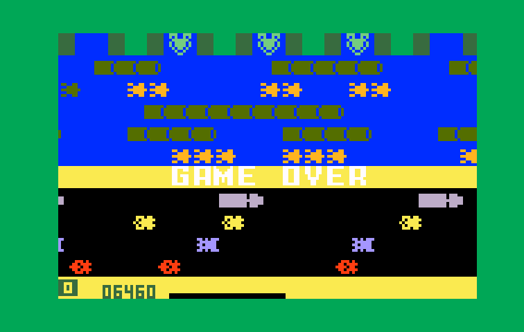Frogger Intellivision Screenshot: Game over.