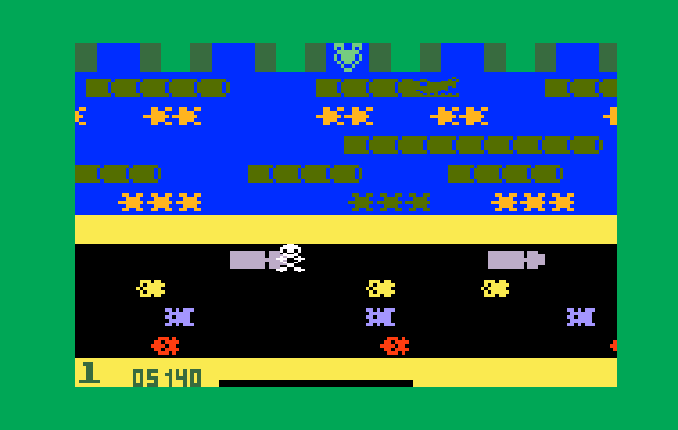 Frogger Intellivision Screenshot: Ouch, hit by a truck!