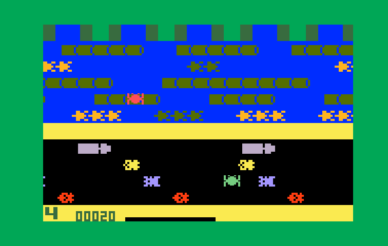 Frogger Intellivision Screenshot: Game start...crossing the road.