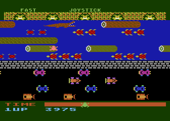 Frogger Atari 5200 Screenshot: First level complete, on to the second level.