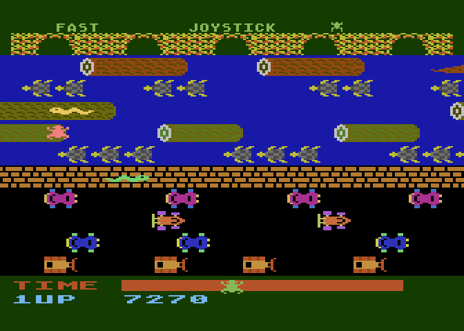 Frogger Atari 5200 Screenshot: On level three you'll also need to avoid snakes.