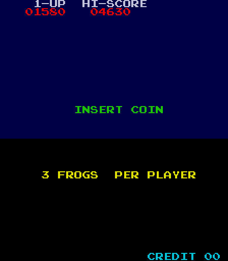 Frogger Arcade Screenshot: Game attract mode.