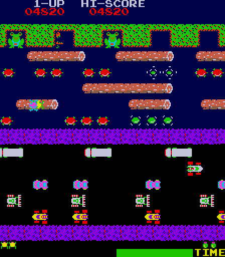 Frogger Arcade Screenshot: Help the lady frog for bonus points.