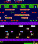 Frogger for Arcade - On later levels you need to avoid snakes as well.