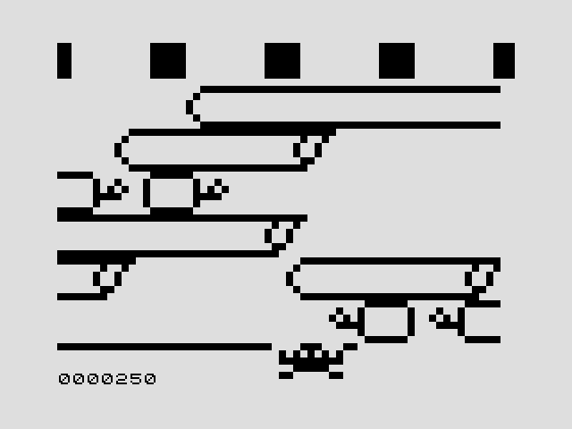 Frogger ZX81 / Timex Sinclair 1000 Screenshot: Now, time to cross the river!