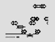 Frogger for ZX81 / Timex Sinclair 1000 - The ZX81 version splits the game screen into two; this is the road section.