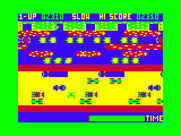 Frogger for TRS-80 Color Computer - Frog crossing the road...