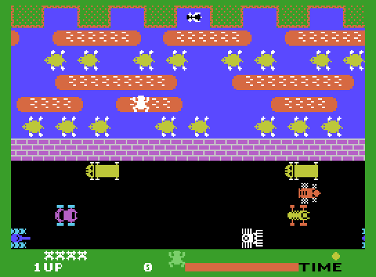 Frogger ColecoVision Screenshot: Game start.