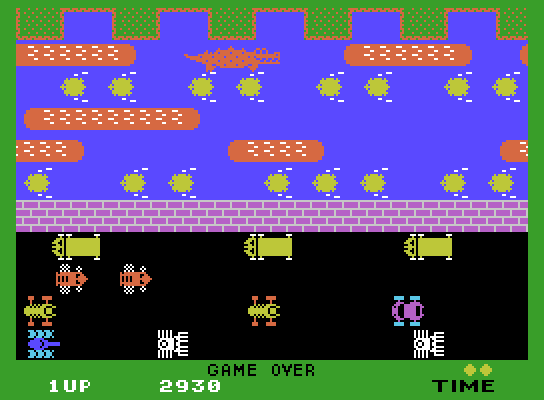 Frogger ColecoVision Screenshot: Game over.