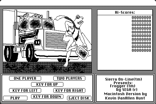 Frogger Macintosh Screenshot: Title screen.