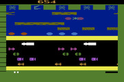 Frogger for Atari 2600 - You can't enter spaces when the aligator is in them...wait for it to disappear.