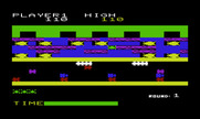 Frogger for Commodore VIC-20 - Frogger jumping across the river.