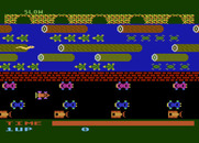 Frogger for Atari 8-bit - Starting screen; you can select game options here.