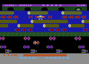 Frogger for Atari 8-bit - Some turtles dive in the water...don't get caught!
