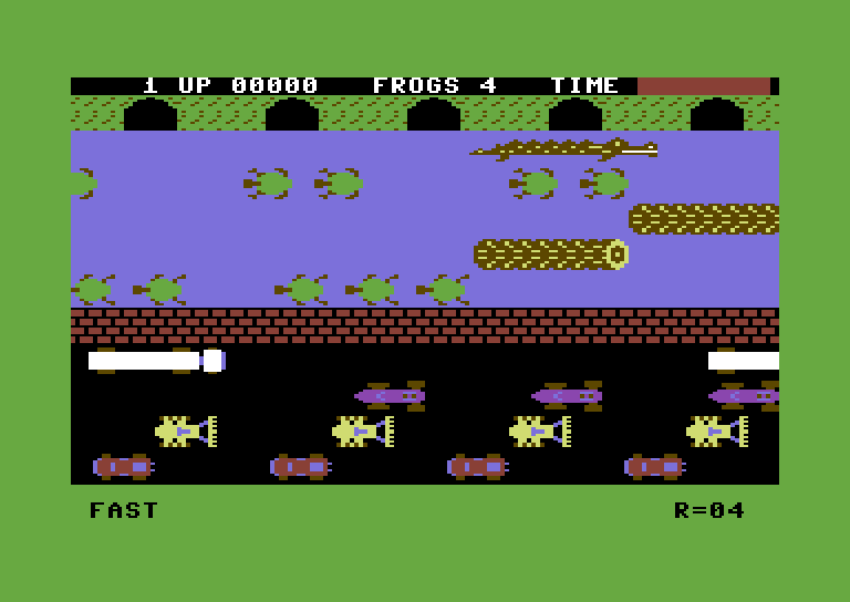 Frogger Commodore 64 Screenshot: Starting screen.