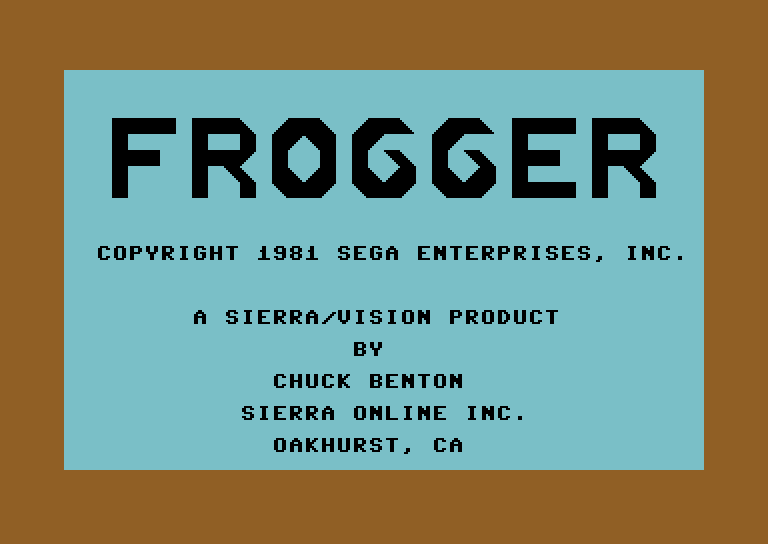 Frogger Commodore 64 Screenshot: Title screen.