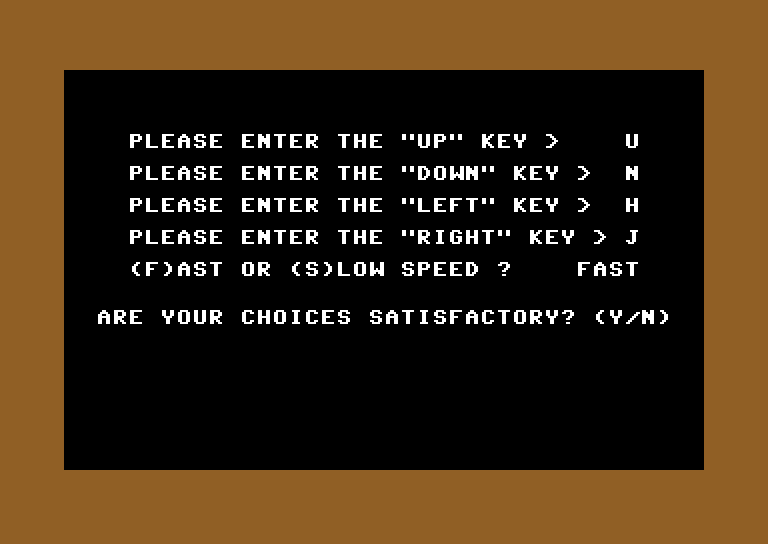Frogger Commodore 64 Screenshot: Setting some game options.