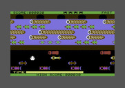 Frogger for Commodore 64 - Game start; Frogger crosses the road...