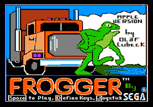 Frogger Apple II Screenshot: Title screen.