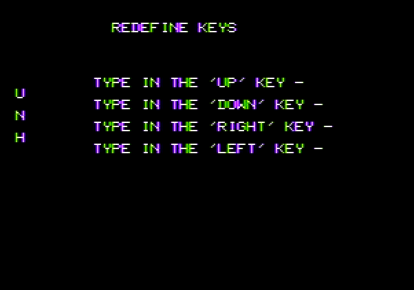 Frogger Apple II Screenshot: The game allows you to define keys if you don't have a joystick.