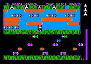 Frogger for Apple II - Don't fall into the water...