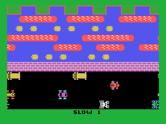 Frogger TI-99/4A Screenshot: Starting screen; select game speed.