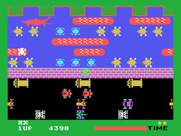 Frogger for TI-99/4A - Watch out for increased traffic and crodiles on the second level.