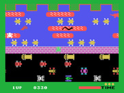 Frogger for TI-99/4A - Snakes and other dangers sometimes appear.