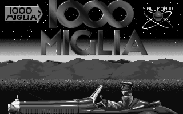 1000 Miglia IBM PC/Compatibles Screenshot: The title screen starts black & white then fades to color.