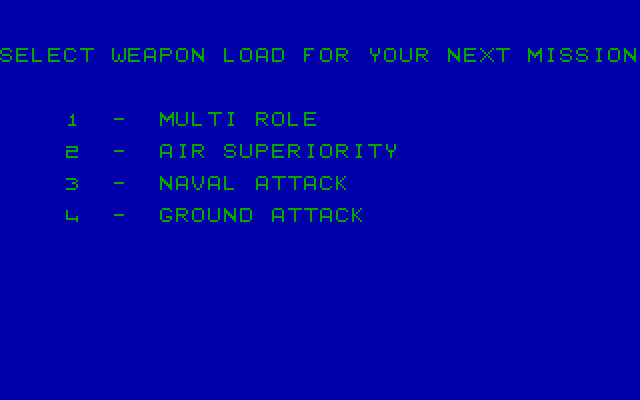 ACE: Air Combat Emulator IBM PC/Compatibles Screenshot: Select options for the next mission.