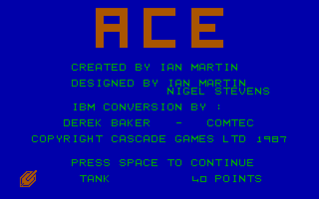 ACE: Air Combat Emulator IBM PC/Compatibles Screenshot: Credits screen.