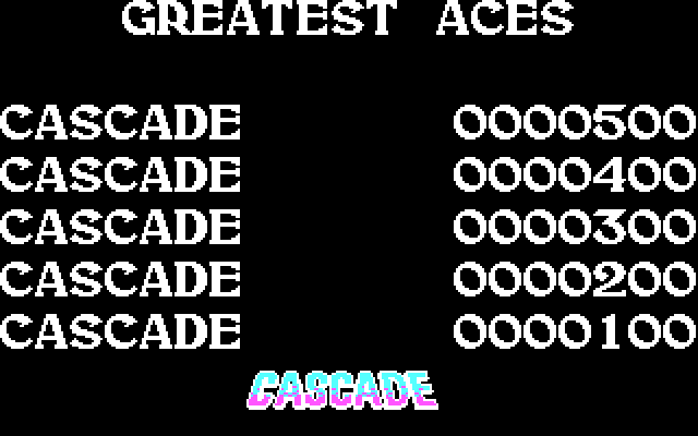ACE 2 IBM PC/Compatibles Screenshot: High score table.