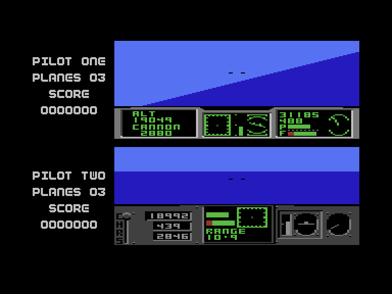 ACE 2 Commodore 16 & Plus/4 Screenshot: In flight searching for my opponent.