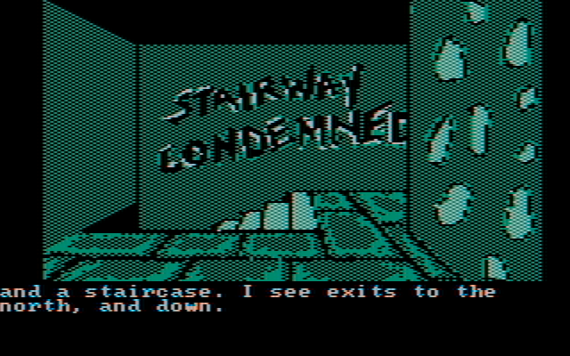 Sorcerer of Claymorgue Castle IBM PC/Compatibles Screenshot: This stairway doesn't seem safe, does it?