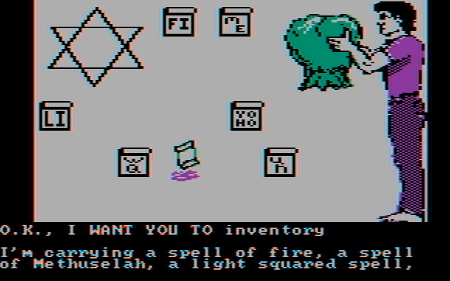 Sorcerer of Claymorgue Castle IBM PC/Compatibles Screenshot: Checking my inventory to see if I have anything useful...