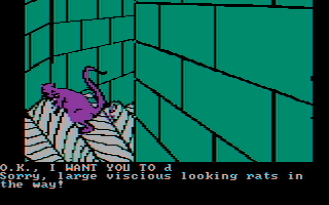 Sorcerer of Claymorgue Castle IBM PC/Compatibles Screenshot: Large rats block the path!