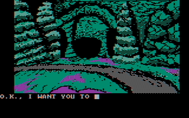 Sorcerer of Claymorgue Castle IBM PC/Compatibles Screenshot: In a cavern...what should I do from here?